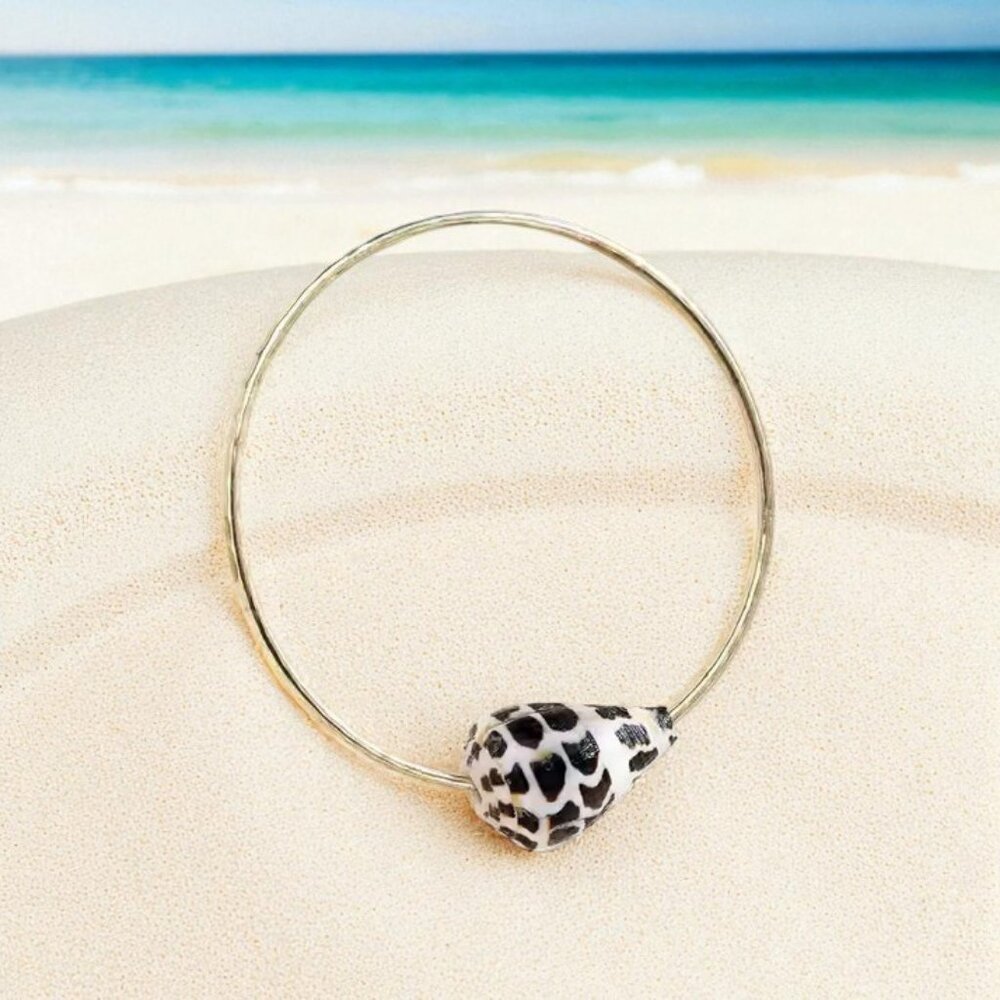 Black and White Hebrew Cone Shell bracelet, Sea Shell Bracelet